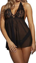Load image into Gallery viewer, Black Chemise &amp; Panty - Lingerie
